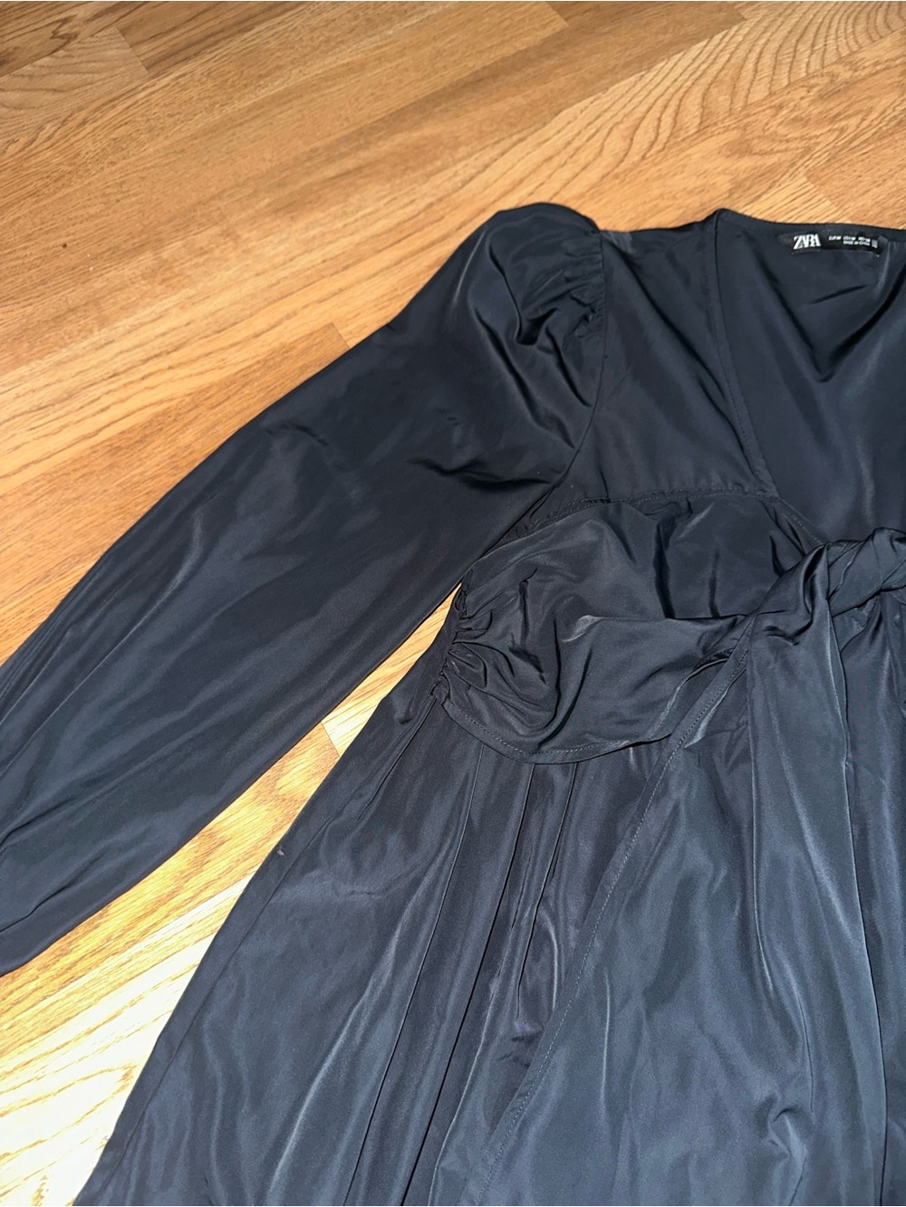 Zara Black Long-Sleeve bowtie Tiered Mini babydoll Dress - Picture 6 of 6
